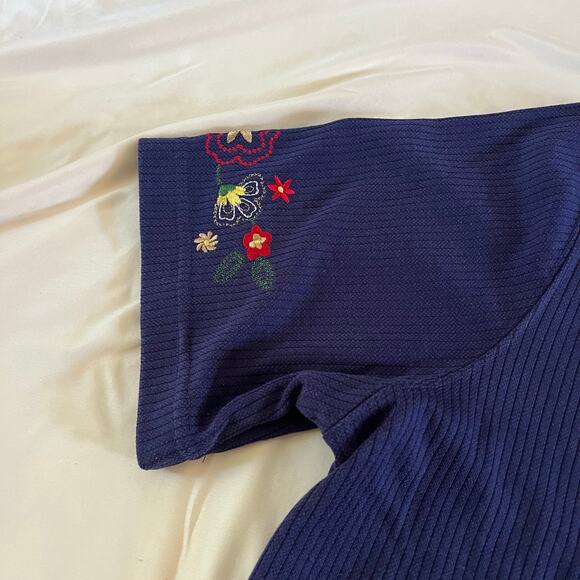 Vtg Y2K 2000s Floral Embroidered Top Wmns Sz M Cottagecore - Picture 4 of 7